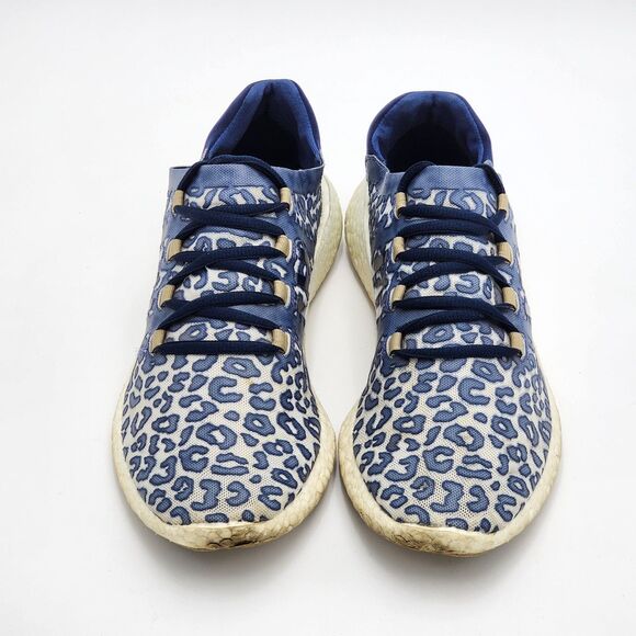 Adidas by Stella McCartney Pure Boost Mesh Sneakers Blue Leopard Size 8.5 - Picture 2 of 8